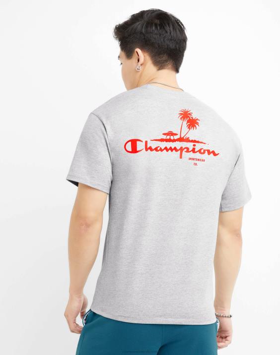 Champion moški klasična grafična majica ufo palma 2B84598 oksford siva