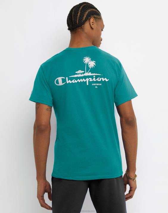 Champion moški klasična grafična majica ufo palma 2B84600 džungle meta