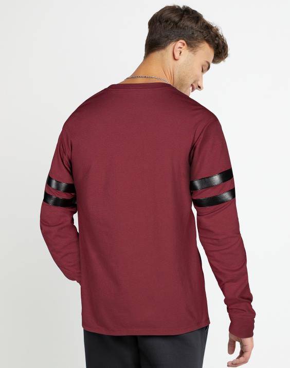 Champion moški klasična grafična majica z dolgimi rokavi visoke gostote tonal aop c 2B84651 kardinal/črna