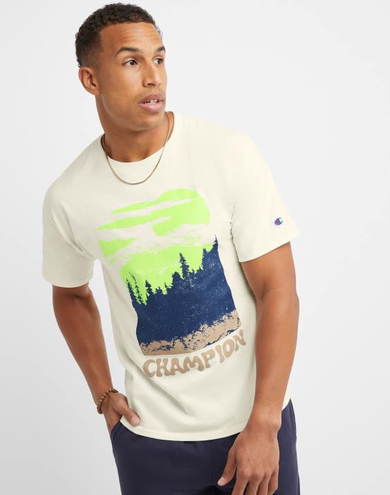 Champion moški klasična grafika tee Mountains 2B84607 kreda bela