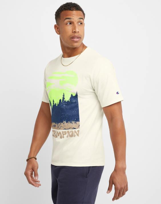 Champion moški klasična grafika tee Mountains 2B84607 kreda bela