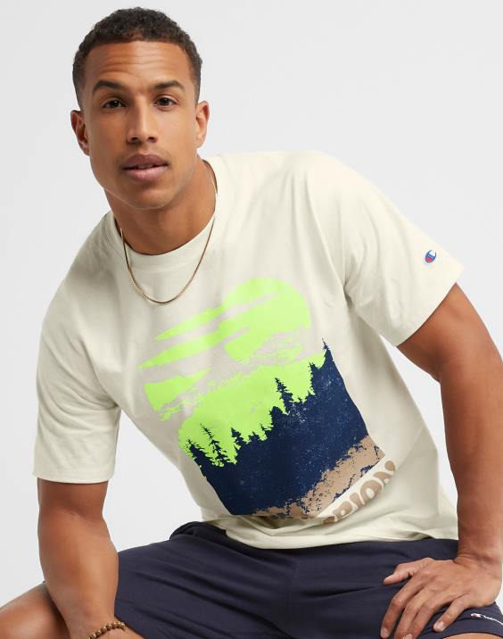 Champion moški klasična grafika tee Mountains 2B84607 kreda bela
