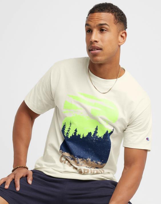 Champion moški klasična grafika tee Mountains 2B84607 kreda bela