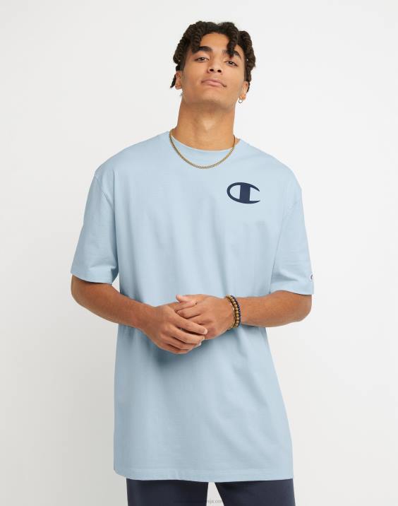 Champion moški klasična majica s grafiko na plaži (velika in visoka) 2B84565 oplemeniti nebesno modro