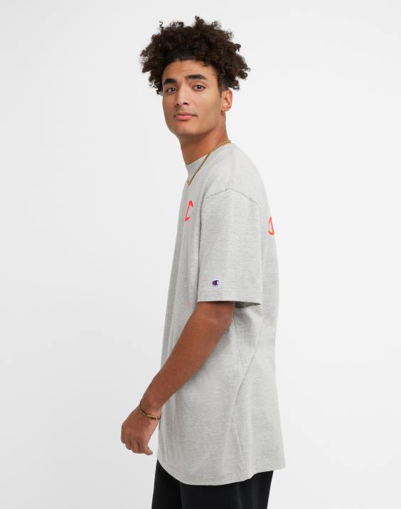 Champion moški klasična majica s grafiko na plaži (velika in visoka) 2B84566 oksford siva