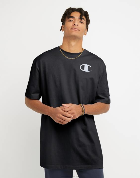 Champion moški klasična majica s grafiko na plaži (velika in visoka) 2B84567 Črna