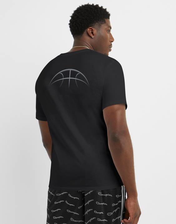 Champion moški klasična majica s košarkarskim obročem 2B84619 Črna