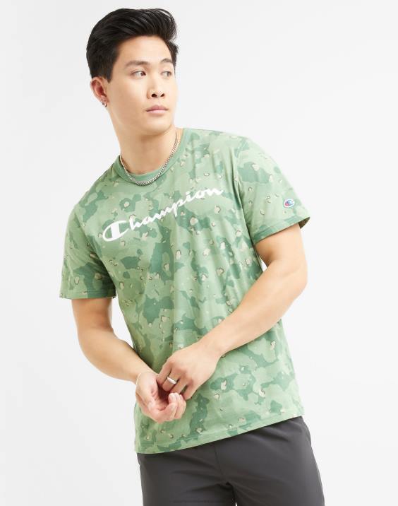 Champion moški klasična majica s tekočo kamuflažo po vsem natisnjenem logotipu 2B84608 camo vse o olivi