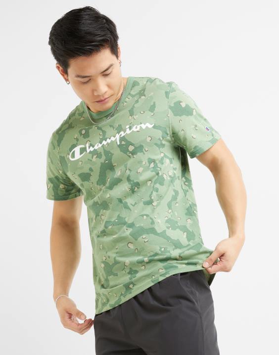 Champion moški klasična majica s tekočo kamuflažo po vsem natisnjenem logotipu 2B84608 camo vse o olivi