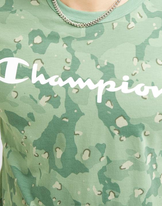 Champion moški klasična majica s tekočo kamuflažo po vsem natisnjenem logotipu 2B84608 camo vse o olivi