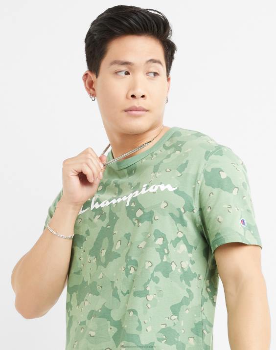 Champion moški klasična majica s tekočo kamuflažo po vsem natisnjenem logotipu 2B84608 camo vse o olivi
