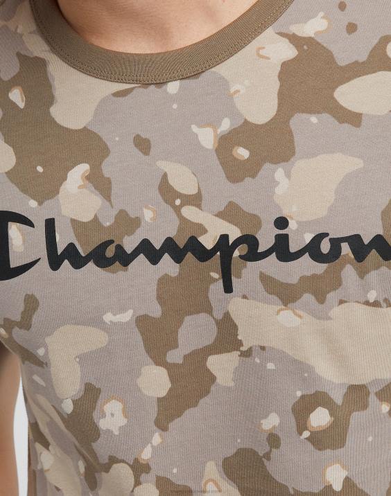 Champion moški klasična majica s tekočo kamuflažo po vsem natisnjenem logotipu 2B84609 camo rozin rjava