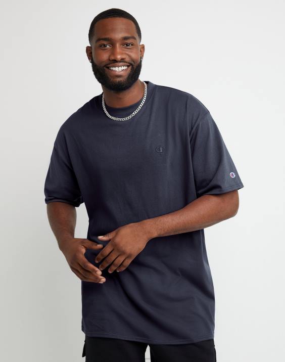 Champion moški klasična majica z izvezenim c logotipom (velika in visoka) 2B84611 mornarica