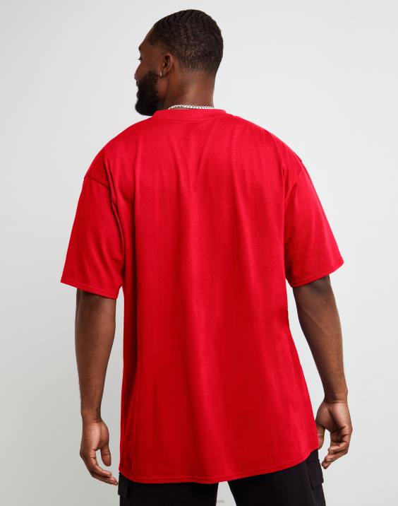 Champion moški klasična majica z izvezenim c logotipom (velika in visoka) 2B84614 škrlat