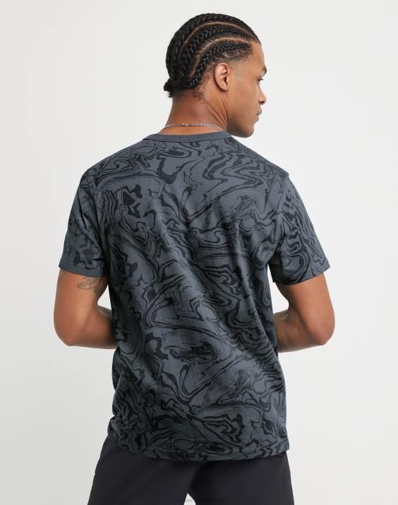 Champion moški klasična majica z logotipom c tekoči marmorni tisk 2B84544 prikriti tekoči marmor