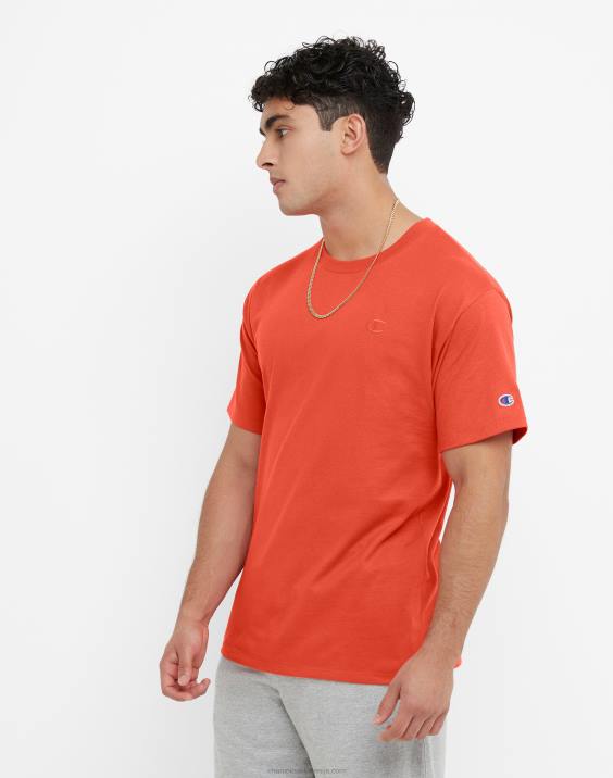 Champion moški klasična majica z vezenim c logotipom 2B84572 sončno škrlatna