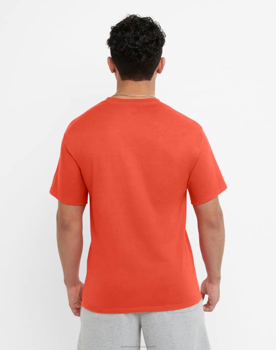 Champion moški klasična majica z vezenim c logotipom 2B84572 sončno škrlatna