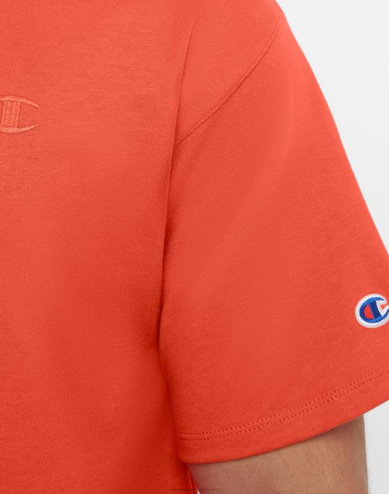 Champion moški klasična majica z vezenim c logotipom 2B84572 sončno škrlatna