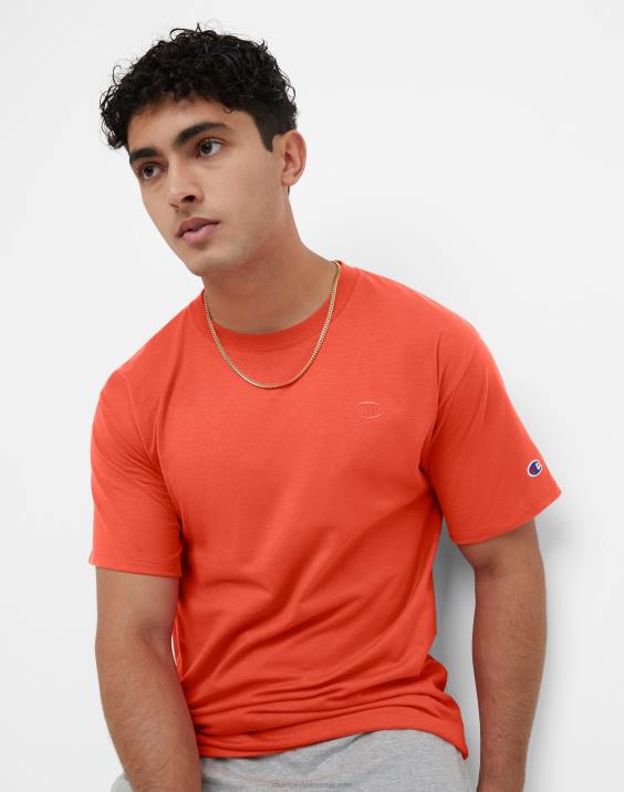Champion moški klasična majica z vezenim c logotipom 2B84572 sončno škrlatna