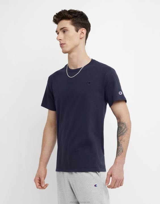Champion moški klasična majica z vezenim c logotipom 2B84573 mornarica