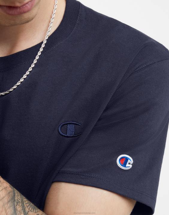 Champion moški klasična majica z vezenim c logotipom 2B84573 mornarica