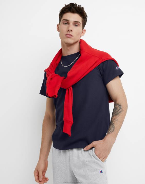 Champion moški klasična majica z vezenim c logotipom 2B84573 mornarica