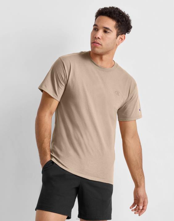 Champion moški klasična majica z vezenim c logotipom 2B84574 podeželski oreh