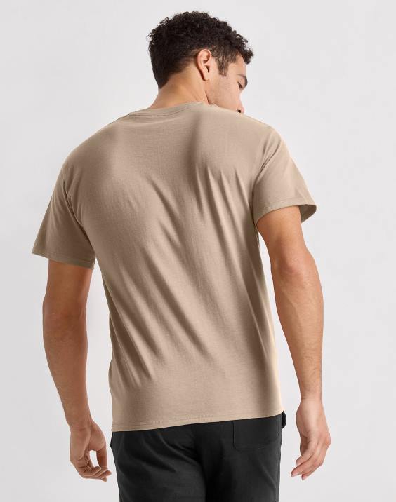 Champion moški klasična majica z vezenim c logotipom 2B84574 podeželski oreh