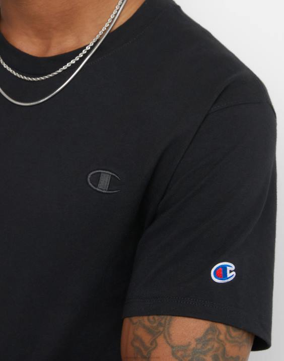 Champion moški klasična majica z vezenim c logotipom 2B84579 Črna