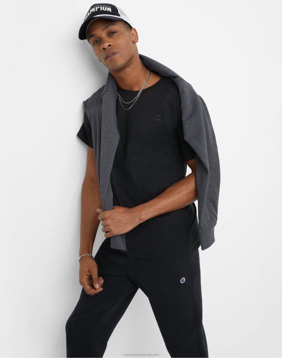 Champion moški klasična majica z vezenim c logotipom 2B84579 Črna