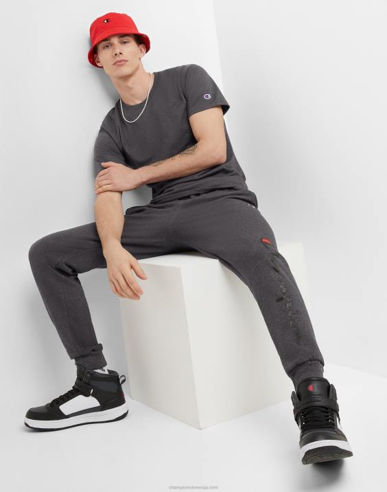 Champion moški klasična majica z vezenim c logotipom 2B84582 granitno resje