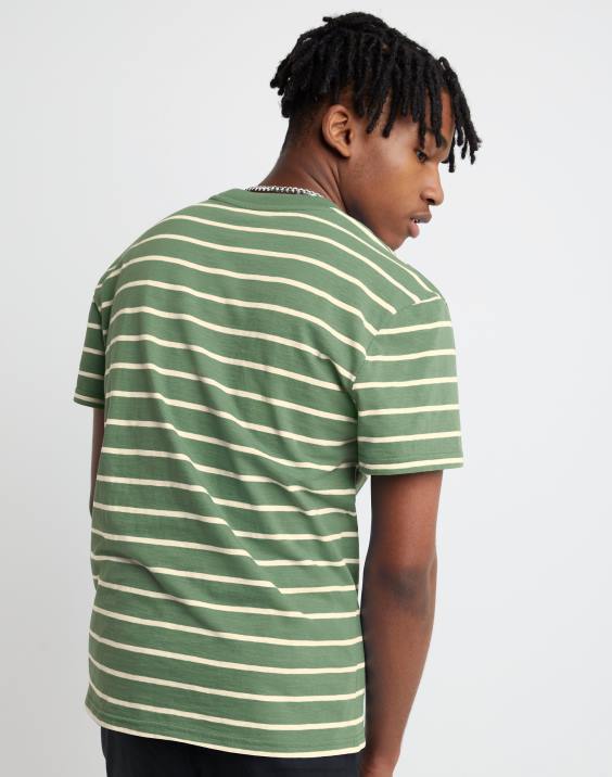 Champion moški klasična črtasta majica 2B84645 vse o olivno/belo kredo