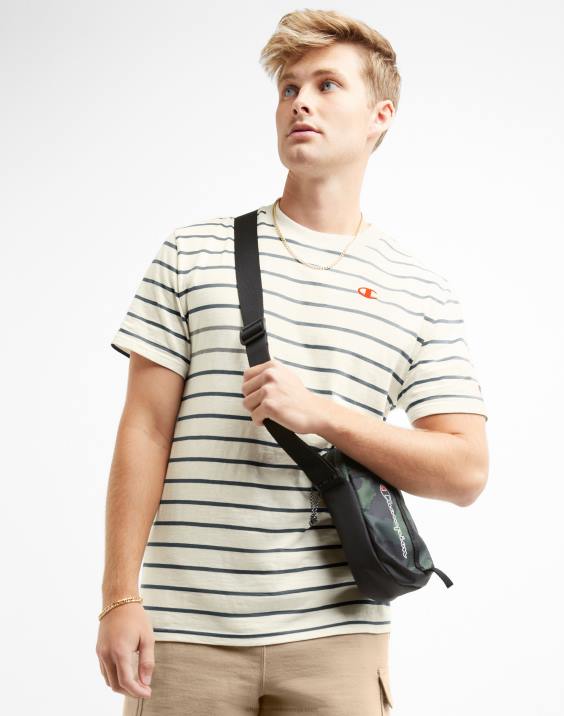 Champion moški klasična črtasta majica 2B84646 kreda bela/hladna skrilasto siva