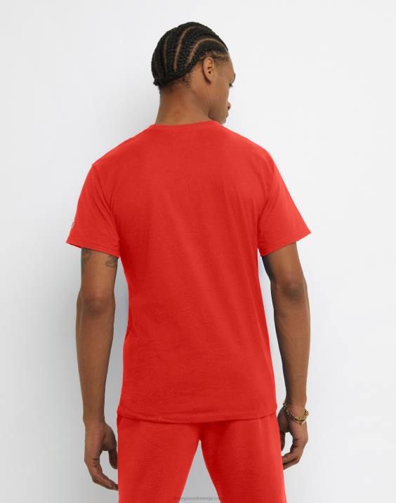 Champion moški klasični logotip tee drop shadow 2B84615 sončno škrlatna