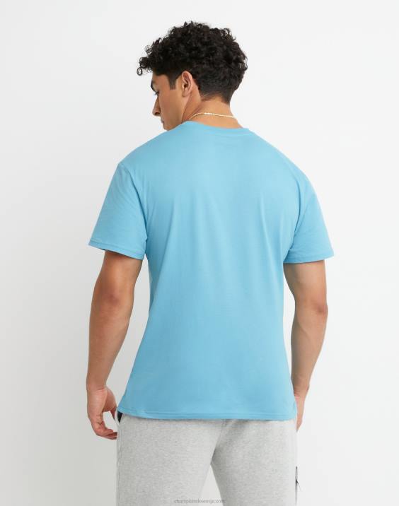 Champion moški klasični t-shirt blok logotip 2B84654 modri oceanski čoln