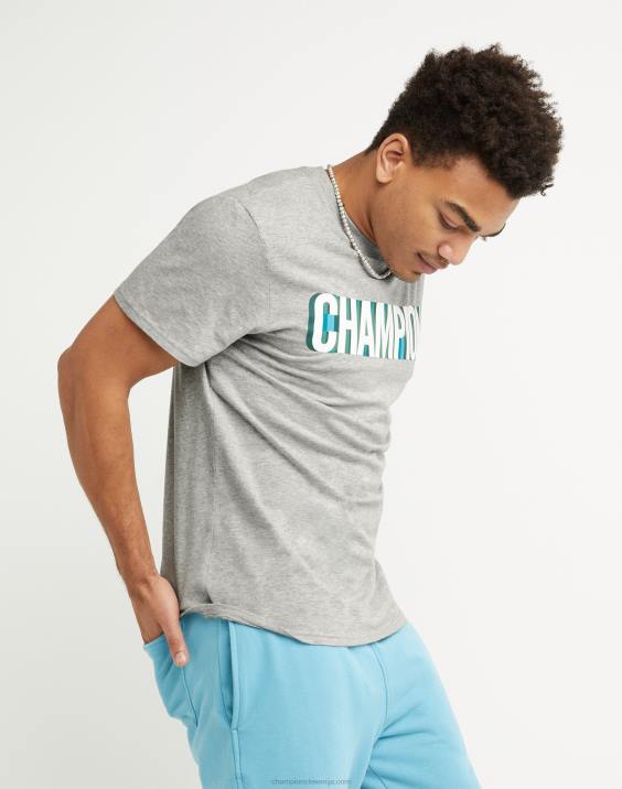 Champion moški klasični t-shirt blok logotip 2B84655 oksford siva