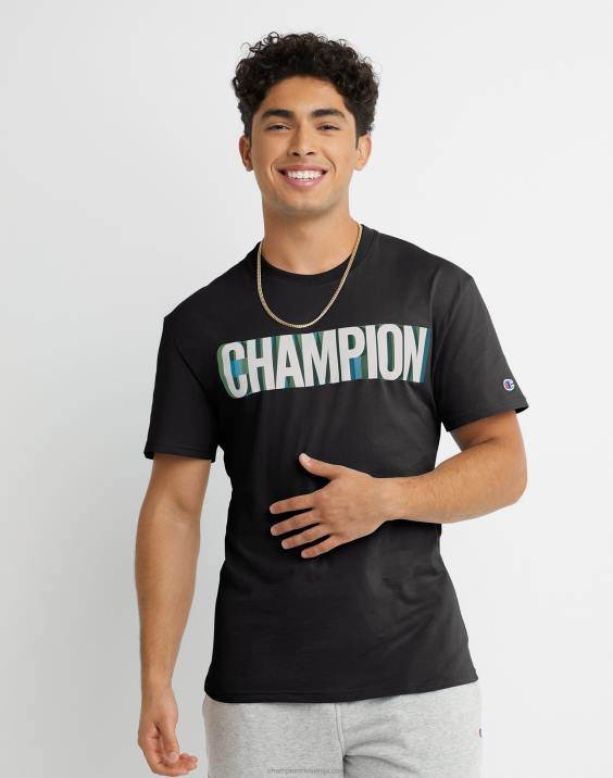 Champion moški klasični t-shirt blok logotip 2B84656 Črna
