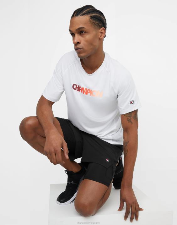 Champion moški mvp grafični mrežasti logotip z gradientom majice 2B84558 bela