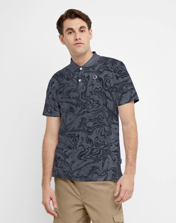Champion moški polo majica s potiskom logotipa tekočega marmorja 2B84569 prikriti tekoči marmor