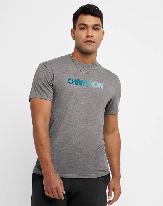 Champion moški powerblend majica z gradientnim logotipom 2B84556 ebenovinasto vresje
