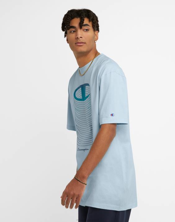 Champion moški velike in visoke klasične grafične majice z logotipi c 2B84563 oplemeniti nebesno modro