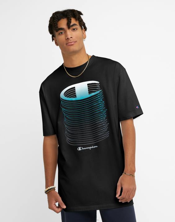 Champion moški velike in visoke klasične grafične majice z logotipi c 2B84564 Črna