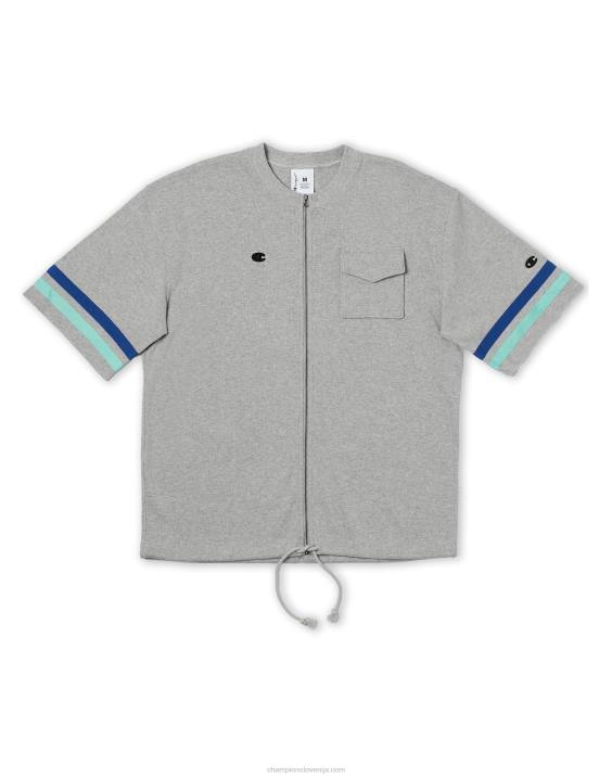 Champion moški vrhunska športna majica z zadrgo spredaj 2B84552 oksford siva