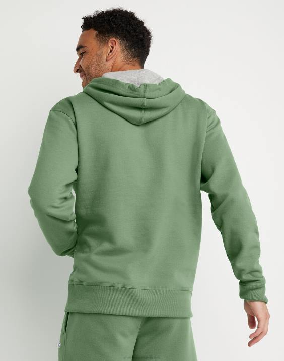 Champion moški Powerblend flis hoodie script logotip 2B8459 vse o olivi
