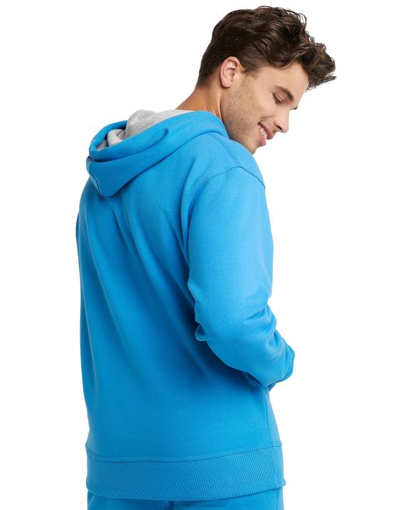 Champion moški Powerblend flis hoodie script logotip 2B8461 modra šoja/bela/hrabra modra