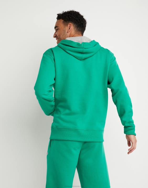 Champion moški Powerblend flis hoodie script logotip 2B8462 zelena trta