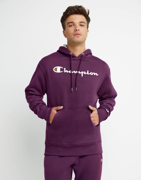 Champion moški Powerblend flis hoodie script logotip 2B8463 slivov portovec