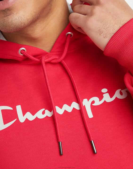Champion moški Powerblend flis hoodie script logotip 2B8464 rdeči kamen