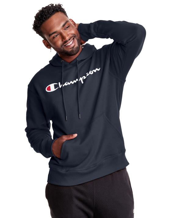 Champion moški Powerblend hoodie script logotip 2B84136 mornarica