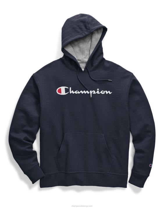 Champion moški Powerblend hoodie script logotip 2B84136 mornarica